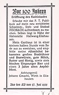 Zeitungsinserat von Johann Gmachl, Wirt in Elixhausen, vom 27. Juni 1888