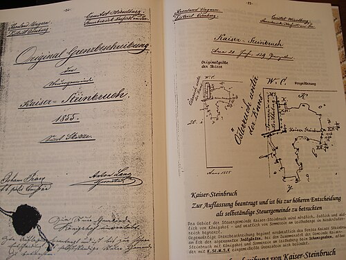 Grenzen Kaiser-Steinbruch, Skizze Okt. 1855[7][8]